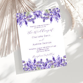 Convites Lavanda violeta floral casado de luxo de aquarela