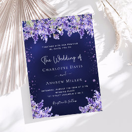Convites Lavanda violeta floral marinho azul luxo casamento