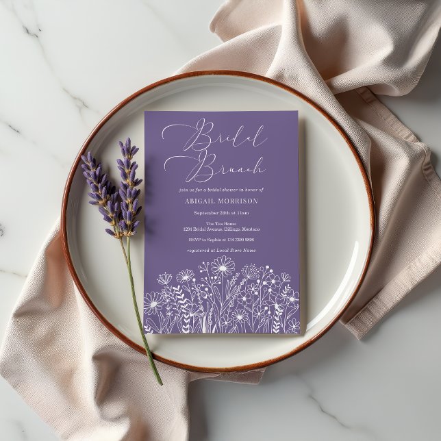Convites Lavanda Wildflower Boho Bridal BrunChá (Criador carregado)