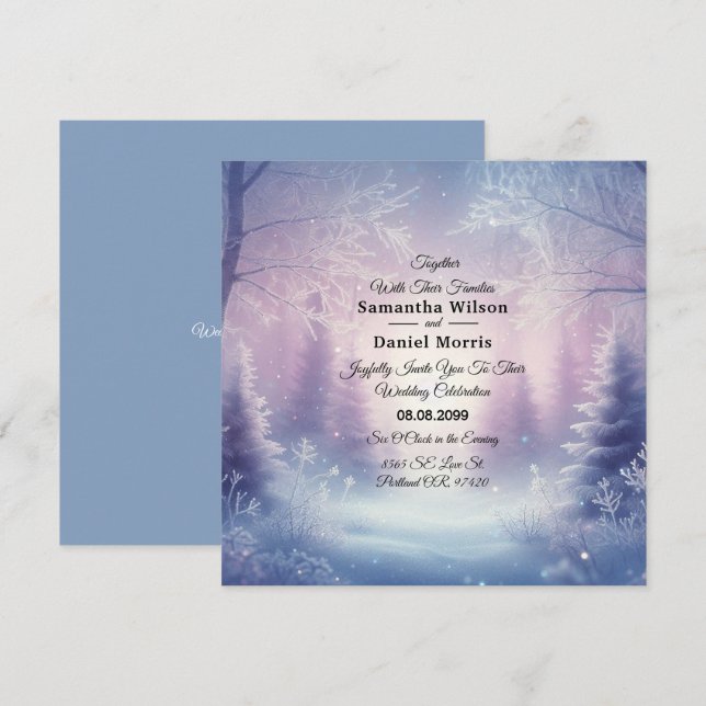 Convites Lavanda Winter Snowfall Serenade Weding (Frente/Verso)