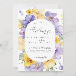Convites Lavanda Yellow Lilac Floral Monograma Casamento