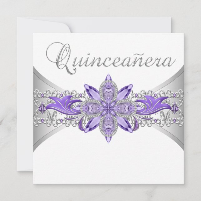 Convites Lavandas Prateadas Quinceanera (Frente)