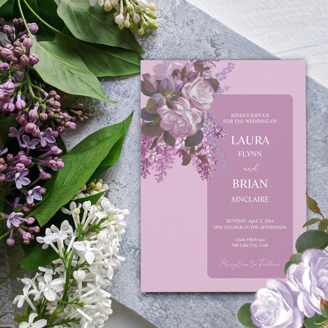 Convites Lavandas, Rosas e Lilases, Casamento (Criador carregado)