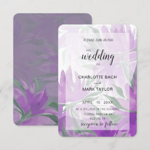 Convites Lavander Watercolor Elegante Roxo Floral