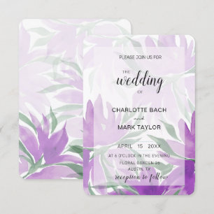 Convites Lavander Watercolor Elegante Roxo Floral
