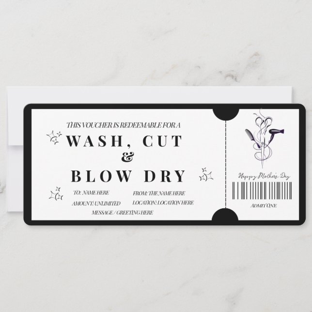 Convites Lave, Corte e Voucher Seco Mínimo Negrito (Frente)