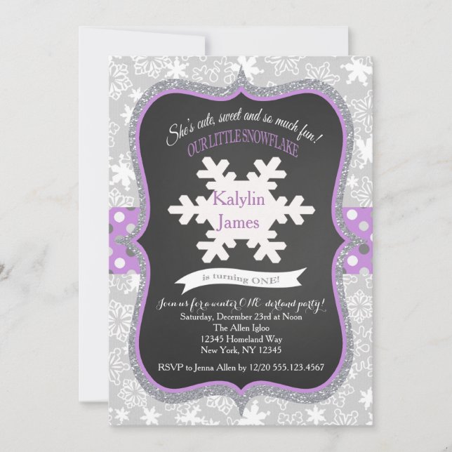 Convites LavendarWinter ONE derland Birthday Invitation (Frente)