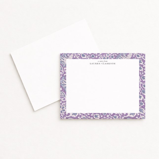 Convites Lavender and Blue Hand-Block Inspired Floral Note  (Criador carregado)