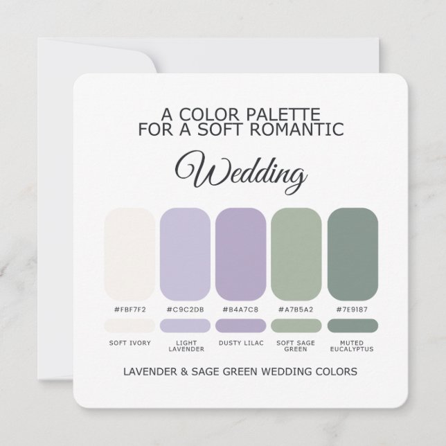 Convites Lavender and Sage Green Wedding Color Palette Card (Frente)