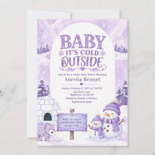 Convites Lavender Baby Está Frio Lá Fora Chá de Bebê de Inv