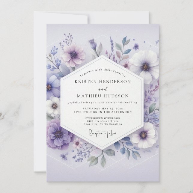 Convites Lavender Bloom Meadow Wedding (Frente)
