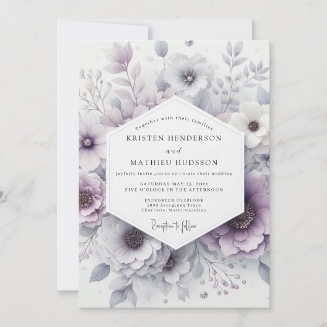 Convites Lavender Blossom Romance Wedding (Frente)