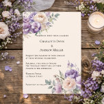 Convites Lavender champagne cream floral wedding<br><div class="desc">Invite your loved ones in style with this Lavender Champagne Themed Wedding Invitation. The design showcases lush watercolor lavender and delicate cream-colored blooms framing a warm, sophisticated champagne background. This floral suite is an ideal choice for couples planning a romantic late summer garden ceremony or an elegant fall harvest celebration....</div>
