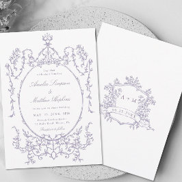 Convites Lavender Classic Floral Frame Wedding