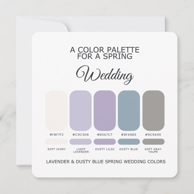 Convites Lavender & Dusty Blue Spring Wedding Palette Card (Frente)