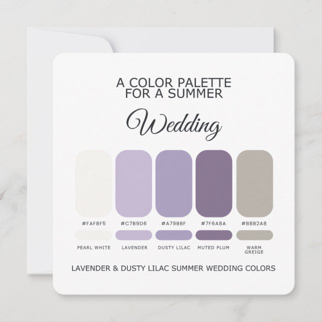 Convites Lavender Dusty Lilac Summer Wedding Palette Card (Frente)
