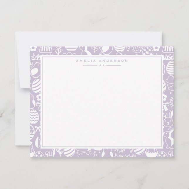 Convites Lavender Easter Egg Frame Note Card (Frente)