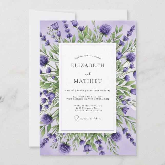Convites Lavender Ethereal Botanical Wedding (Frente)