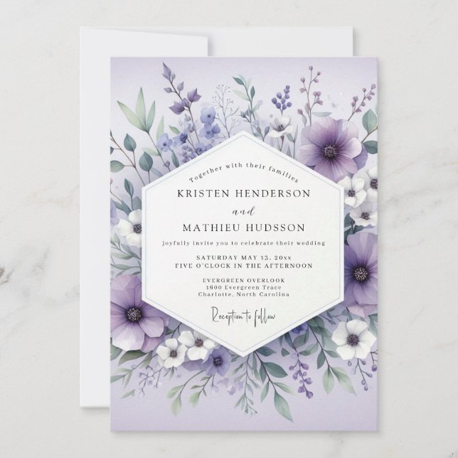 Convites Lavender Ethereal Botanical Wedding (Frente)