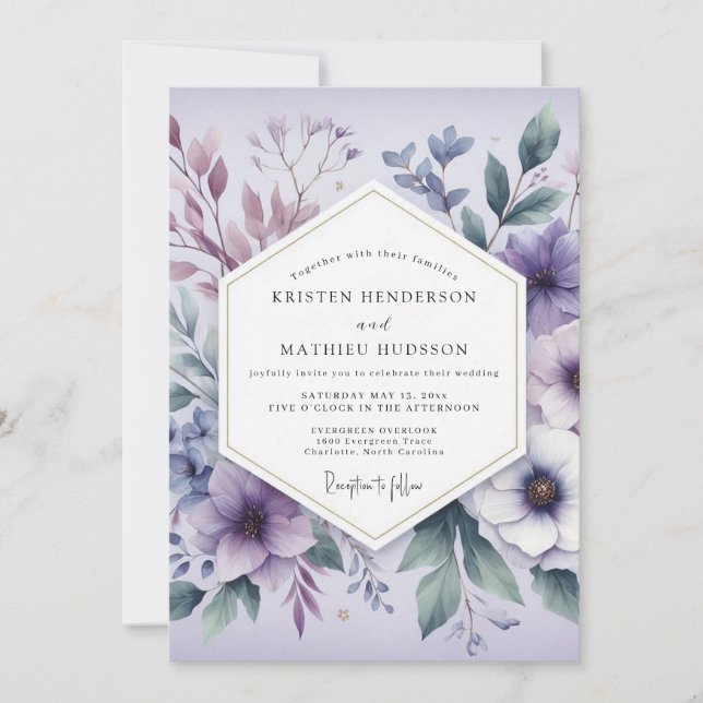 Convites Lavender Ethereal Botanicals Wedding (Frente)