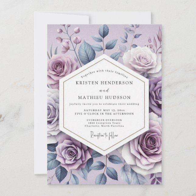 Convites Lavender Ethereal Flora Wedding (Frente)