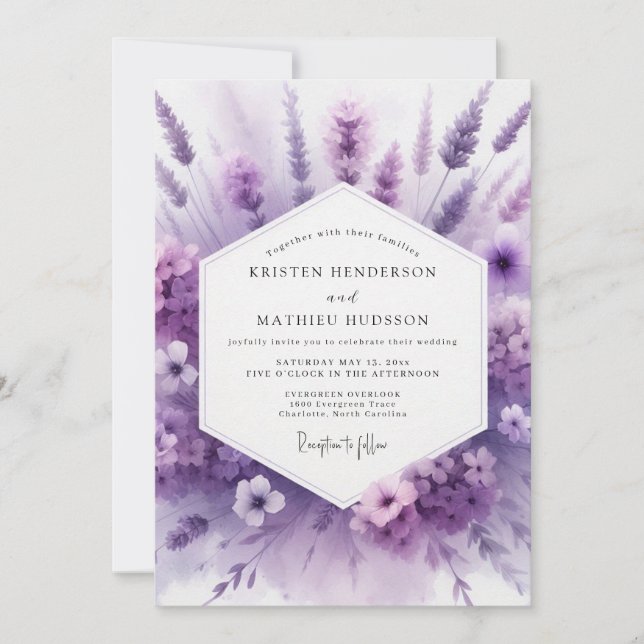 Convites Lavender Ethereal Meadow Wedding (Frente)
