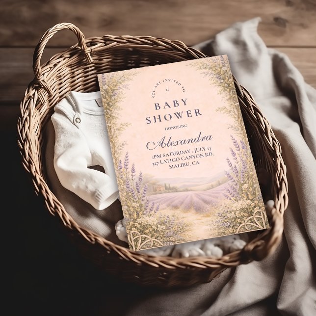 Convites Lavender Field Countryside Baby Shower (Criador carregado)