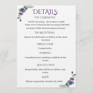 Convites Lavender Floral All-in-One Wedding Invite