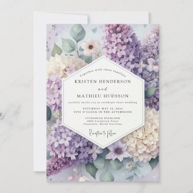 Convites Lavender Floral Bloom Wedding (Frente)
