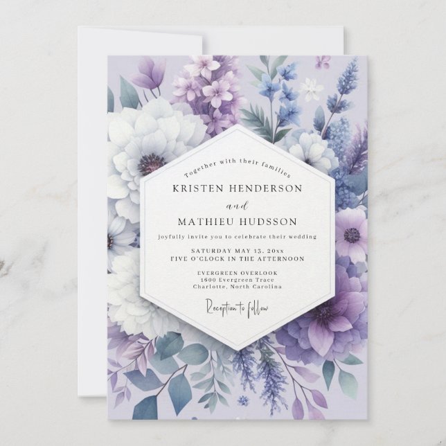 Convites Lavender Floral Dream Wedding (Frente)