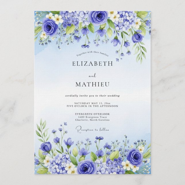 Convites Lavender Floral Enchantment Wedding (Frente)