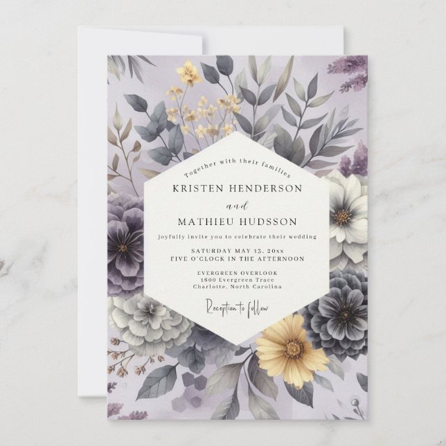 Convites Lavender Floral Enchantment Wedding (Frente)