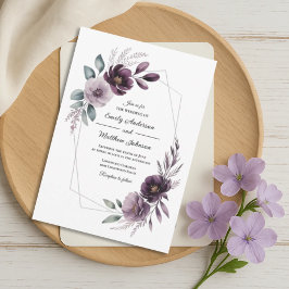 Convites Lavender Floral Frame Wedding Invitation
