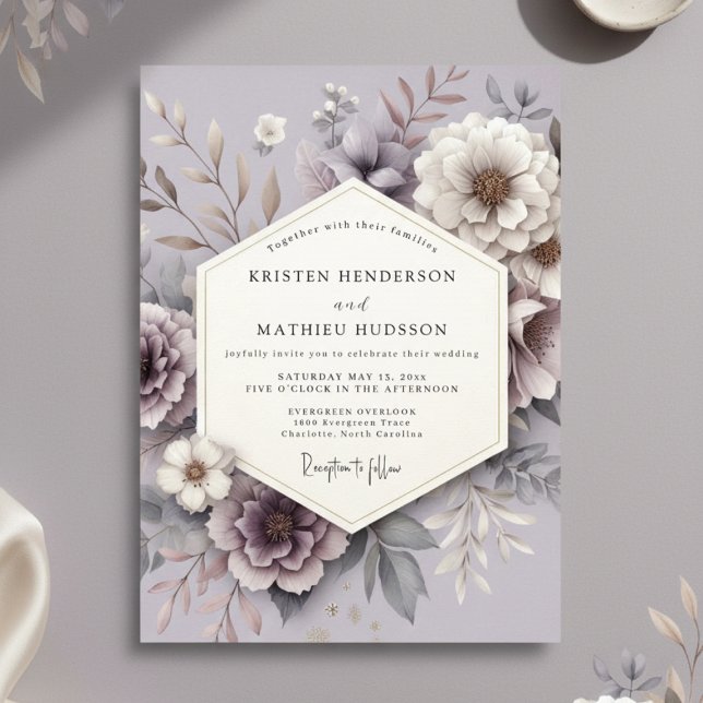Convites Lavender Floral Romance Wedding (Criador carregado)