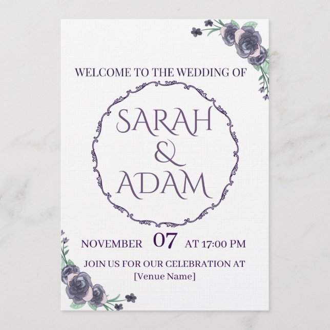 Convites Lavender Floral Wedding Invitation (Frente)