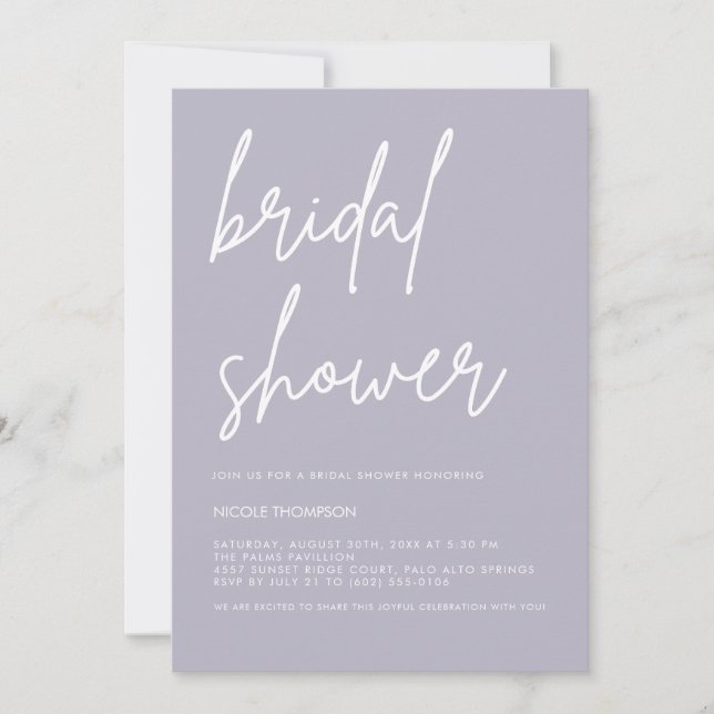 Convites Lavender Gray Minimalist Bridal Shower Invitation  (Frente)