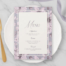 Convites Lavender Grey Floral Wedding Menu