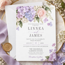 Lavender Hydrangea Blush Rose Elegant Wedding