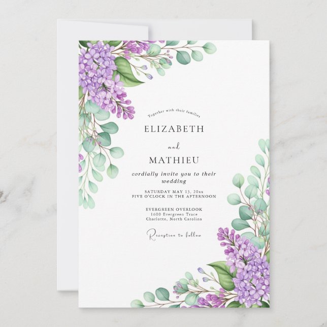 Convites Lavender Idyllic Spring Wedding (Frente)