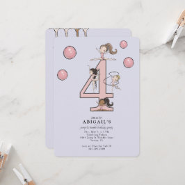 Convites Lavender Jump & Tumble Gymnastics 4th Birthday