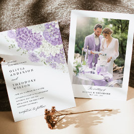 Convites Lavender Lilac White Floral Photo Wedding