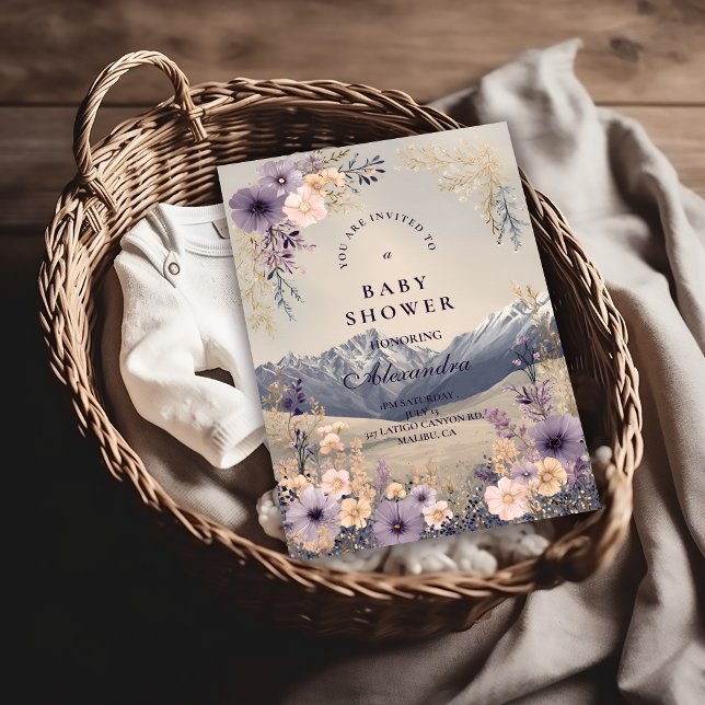 Convites Lavender Meadow Peaks Baby Shower (Criador carregado)