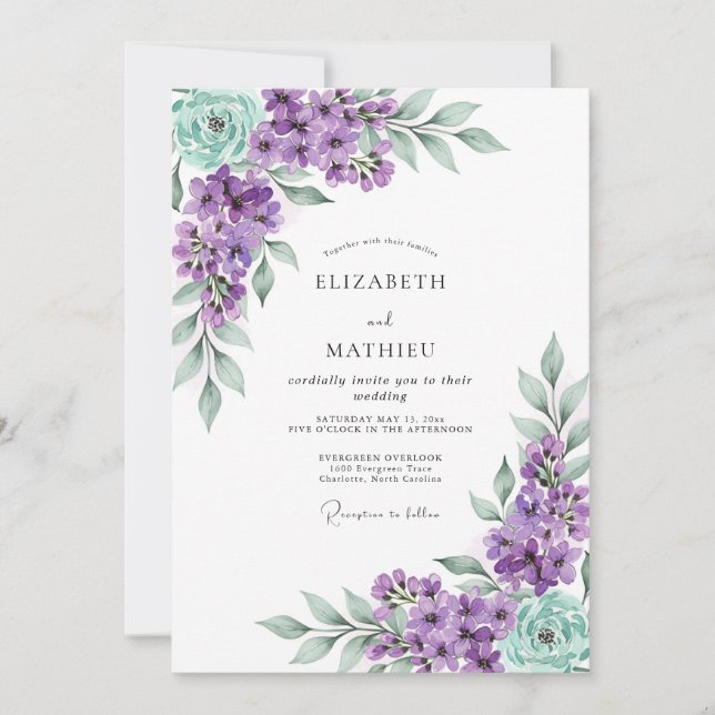 Convites Lavender Mint Lovely Spring Wedding (Frente)