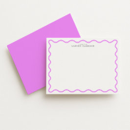 Convites Lavender Modern Wavy Border Personalized Note Card