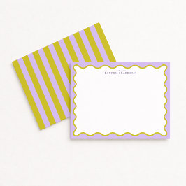 Convites Lavender & Mustard Wavy Border Note Card
