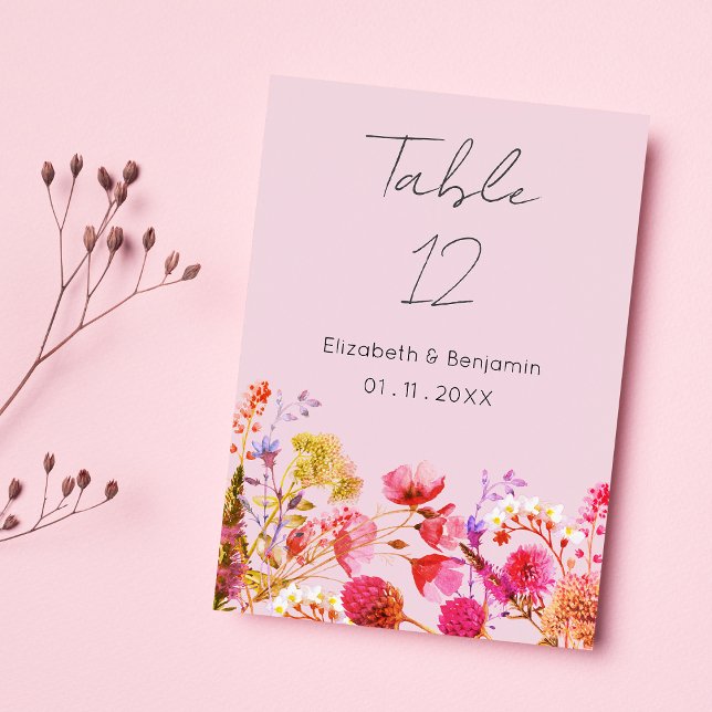 Convites Lavender Orange Pink Yellow Floral Table Numbers (Lavender Orange Pink Yellow Floral Table Numbers)