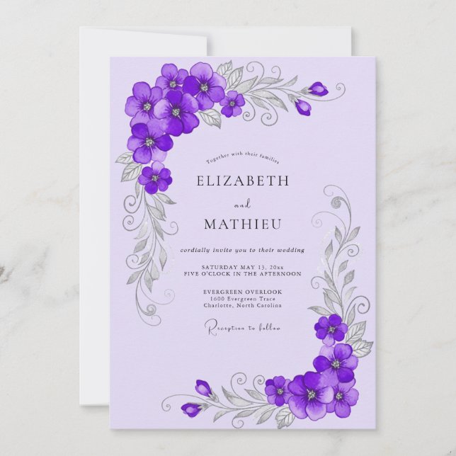 Convites Lavender Ornate Spring Wedding (Frente)