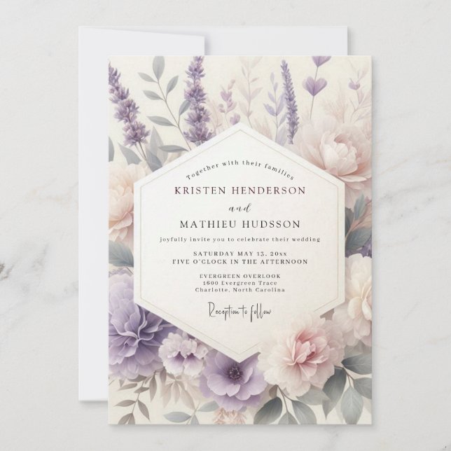 Convites Lavender Painted Meadow Wedding (Frente)