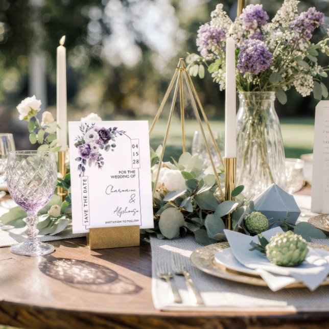 Convites Lavender, Plum, Purple Arch Save the Date | (Criador carregado)