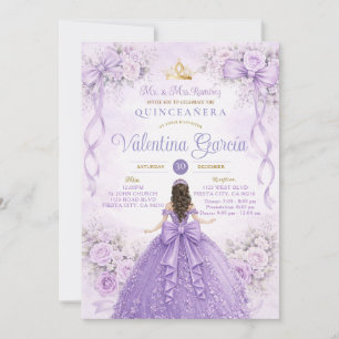 Convites Lavender Princesa Quinceañera Lilás Roxo